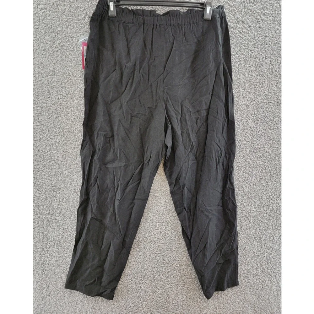 VINCE CAMUTO Paperbag Waist Pants Women's 16 Black Cropped Button Zip Closure - Picture 11 of 15